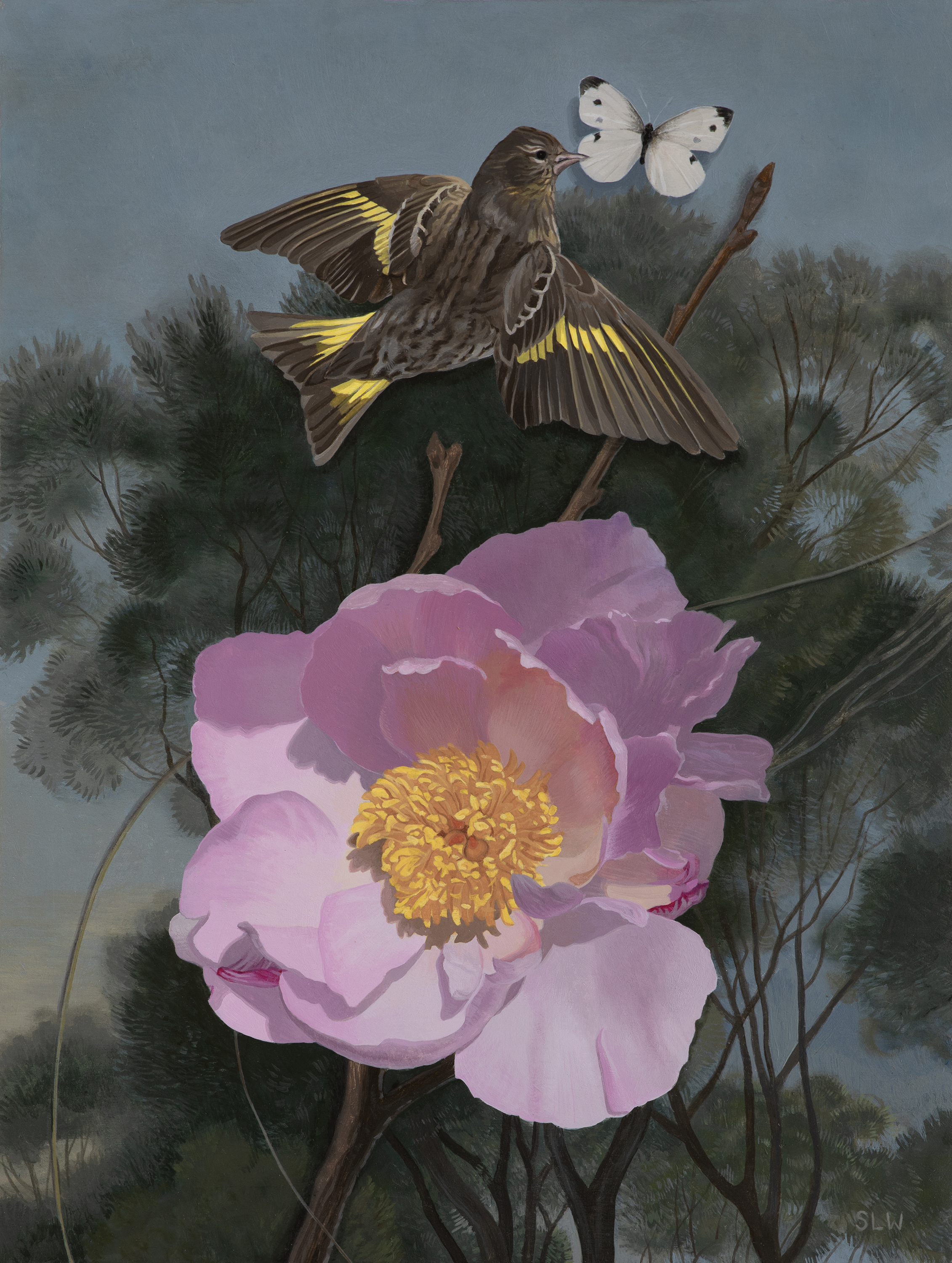 Tableau 1: Pine Siskin and Peony